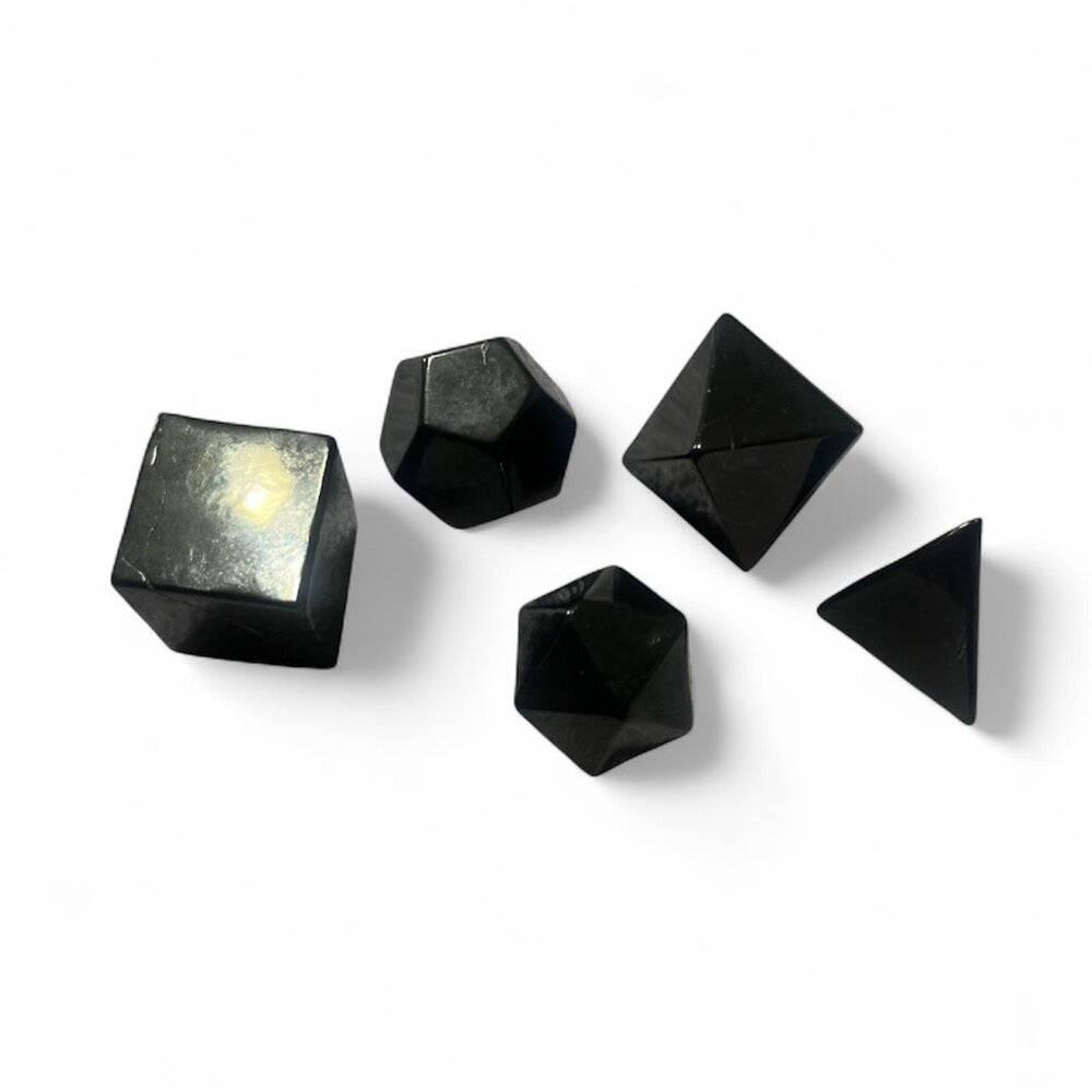 Share Black Shungite Gemstone Geometry Platonic Solids 5 piece